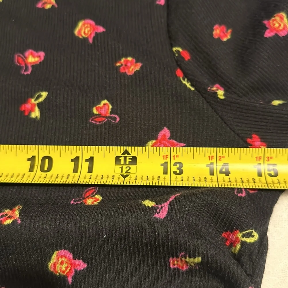 Abound Nordstrom black floral ribbed dress ruched sides NWT - Picture 5 of 10